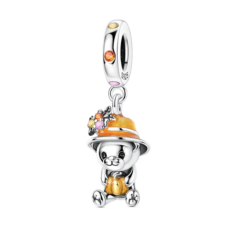 100% 925 Sterling Silver Teddy Bear, Kitten, Puppy & Elephant Luminous Firefly Charms | Sweet Beads Fit Pandora Bracelet Fine Jewelry