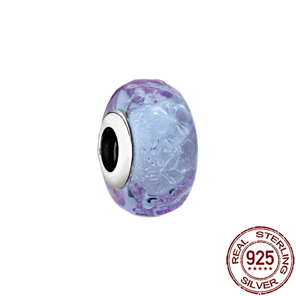 New 925 Sterling Silver Pink Daisy Murano Glass Charm | Cold Enamel Bead Fit Pandora Bracelet & Necklace