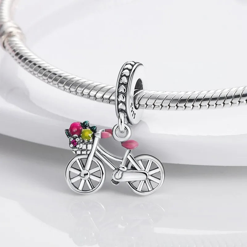 925 Sterling Silver Funny Playable Charms Beads | Smart Watch Tarot Bike Travel Dangle Fit Pandora Bracelet DIY Jewelry
