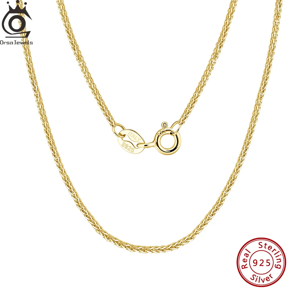 ORSA JEWELS Genuine 925 Sterling Silver Chopin Chain Necklace | Minimalist Unisex Chain 40–60cm SC53