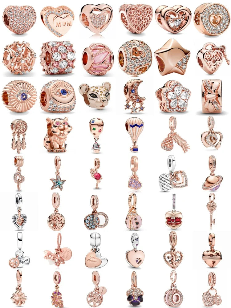 Hot Selling Rose Gold Firefly & Key Pendant Bead | 925 Sterling Silver Charm for Original European Bracelet