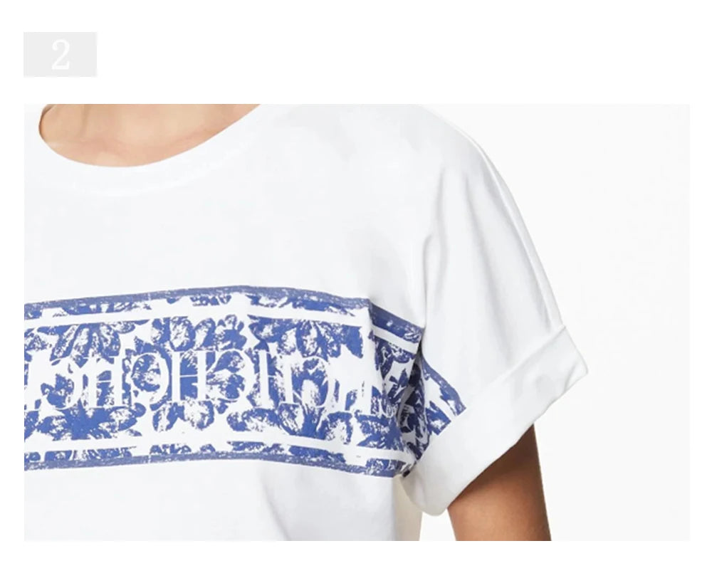 Women’s Luxury Brand Cotton T-Shirt | Summer Short Sleeve O-Neck Tee | Letter Printed Classic Top