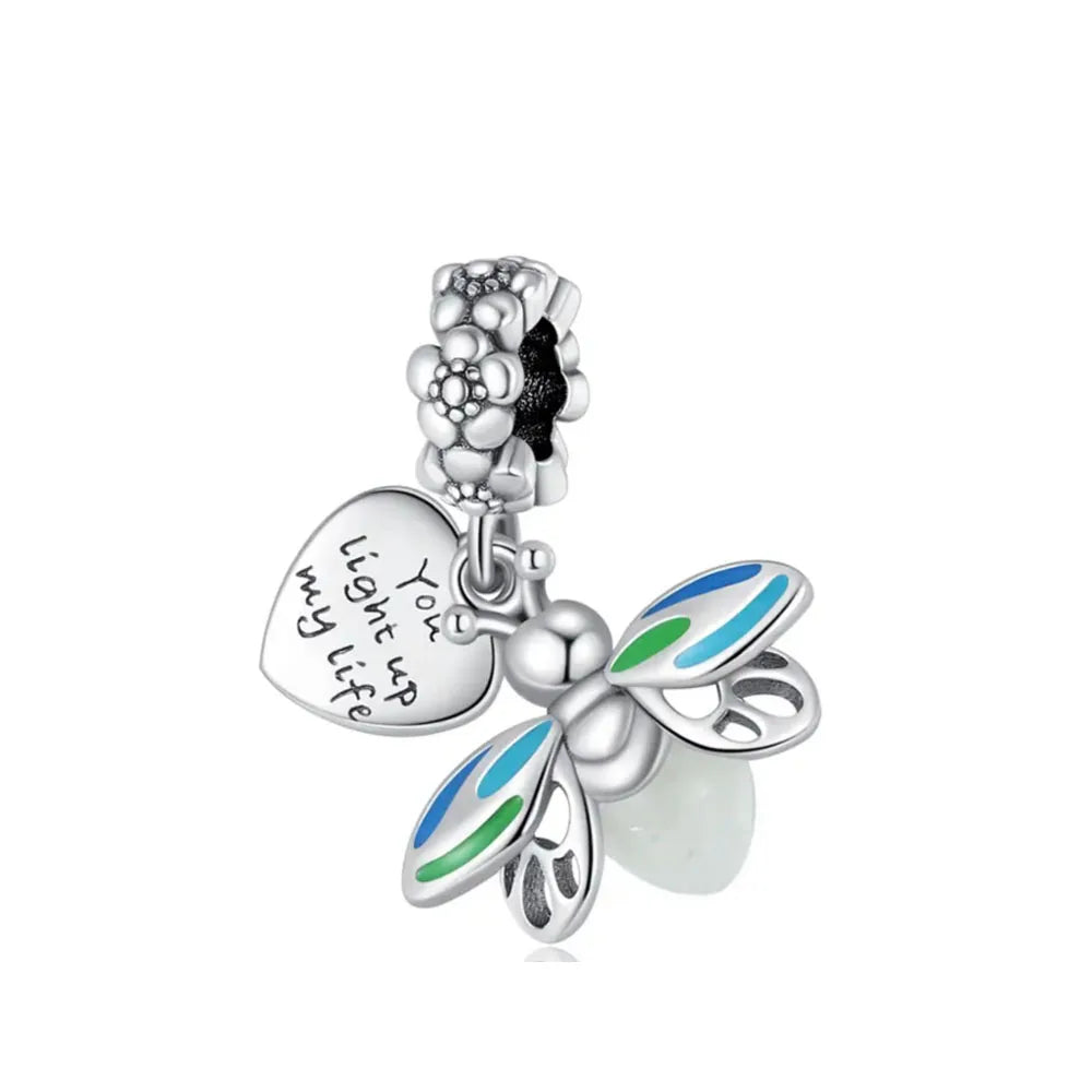 925 Sterling Silver Firefly Light Bulb Pendant | Fits Original Bracelet & Necklace | DIY Jewelry Charm for Women