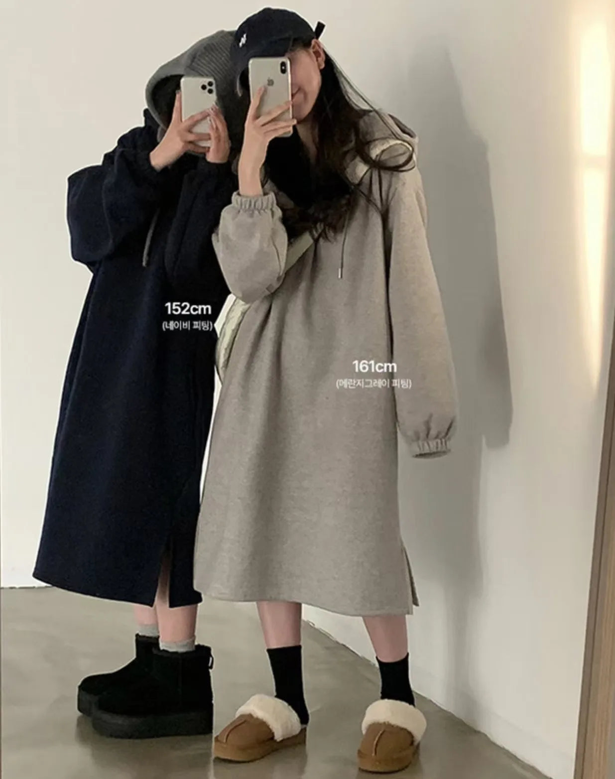 Chic Winter College Long Hoodie Dress ❄️ Lazy Fleece A-Line Side Slit Dress 👗 Pure Color Polyester Fiber 🧵