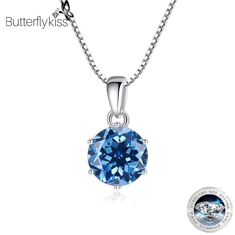 Butterflykiss 1CT Moissanite Pendant Necklace 925 Sterling Silver Bridal Jewelry