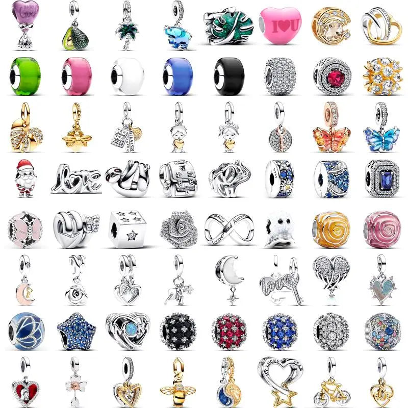 New 925 Sterling Silver Forever Always Love Murano Glass Beads | Sparkling Lucky Charms for Original Pantaro Bracelets DIY Jewelry