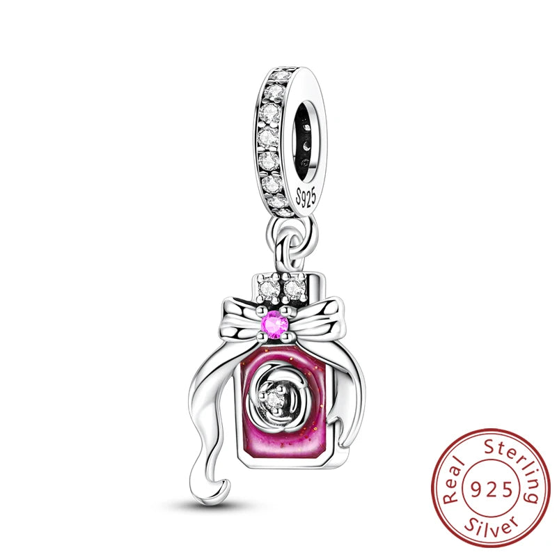925 Sterling Silver Ballet Shoes & Perfume Bottle Charms | Bow Beads Fit Original Bracelet Pendant DIY Fine Jewelry for Women