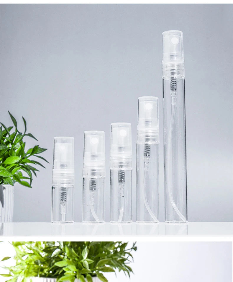 5/10PCS Mini Glass Perfume Bottles – 3ML / 5ML / 10ML Travel Toner & Cosmetic Dispenser | Tea-Colored Graduated Bottles