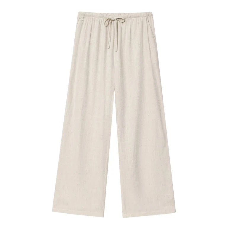 HXAO Women’s Baggy Wide Pants – Summer Linen Casual High Waist Pleated Trousers Black & White