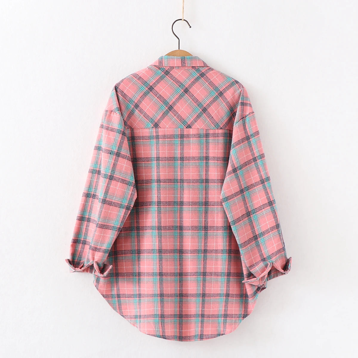 Fresh Flannel Plaid Shirt for Women | 2025 Loose Cotton Long Sleeve Casual Blouse & Top