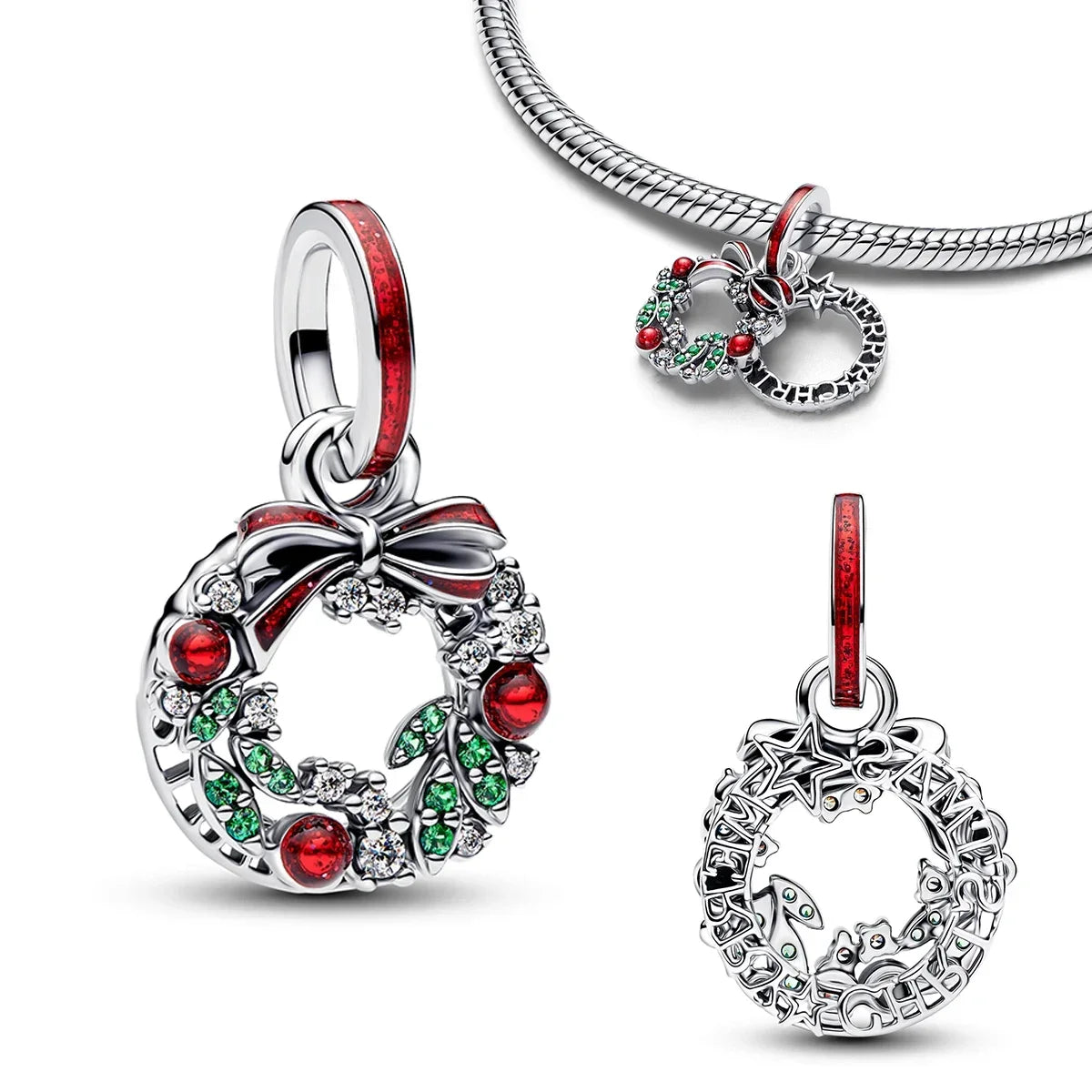 Christmas 925 Sterling Silver Charms | Santa Claus Reindeer Snowman Tree Beads Fit Original Bracelet