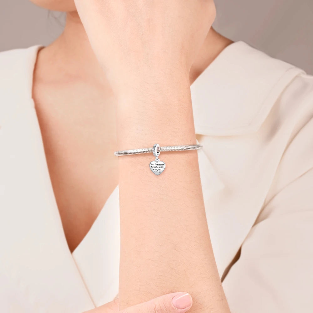 2025 Hot Sale 925 Sterling Silver Religious Bible Heart Charm | Fit Pandora Bracelet & Necklace DIY Jewelry