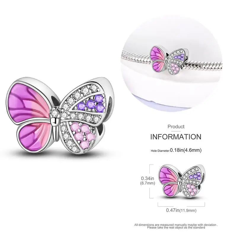 925 Sterling Silver Flying Bird & Butterfly Safety Chain Charm Beads for Original 3mm Bracelet – DIY Jewelry Gift