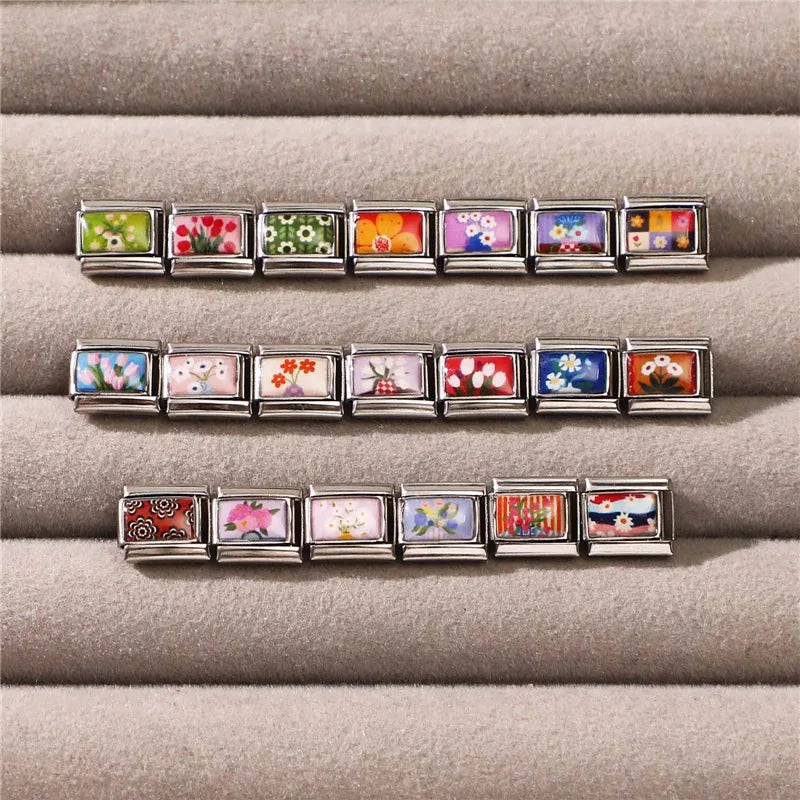 2025 Original Y2K Colorful Cute Cartoon Cats Dogs Italian Charm Links Fit 9mm Stainless Steel Bracelet Men Women DIY Making Gift