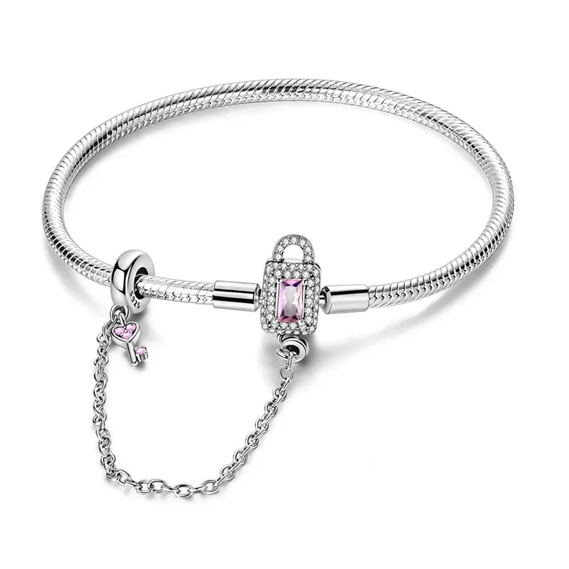 925 Silver Bracelet 17–20CM with Butterfly, Flower, Cat, Shell, Moon & Starfish Charms – DIY Birthday Jewelry Gift