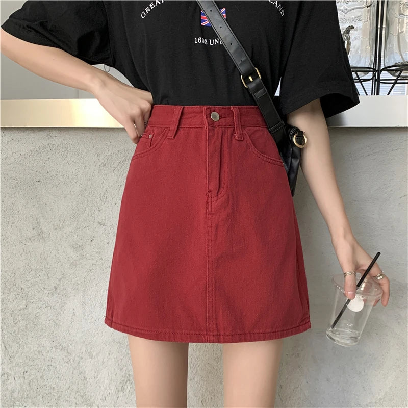 Women’s High Waist A-Line Denim Skirt | Slimming Bodycon Short Skirt Korean Style 2025