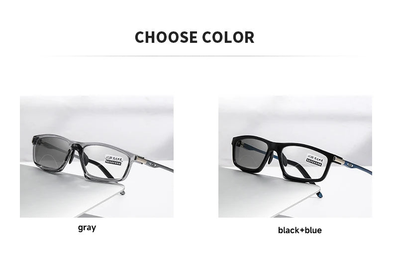 Anti-Blue Light Photochromic Bifocal Reading Glasses – Multifunctional Aluminum Magnesium Sports Eyewear for Men & Women