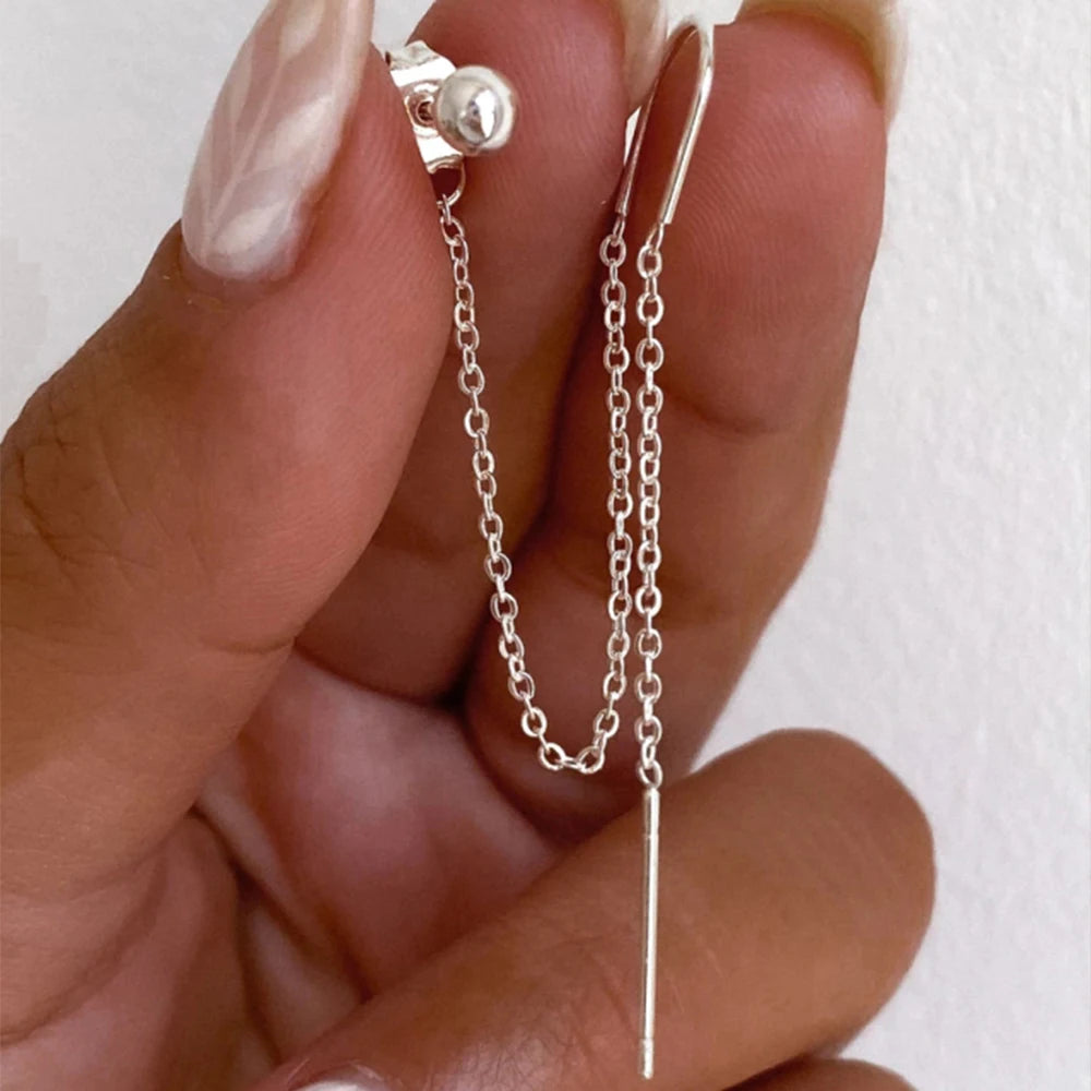 Aide 925 Sterling Silver Geometric Multi Piercing Stud Earrings for Women – K Gold Tassel Elegant Jewelry Gift