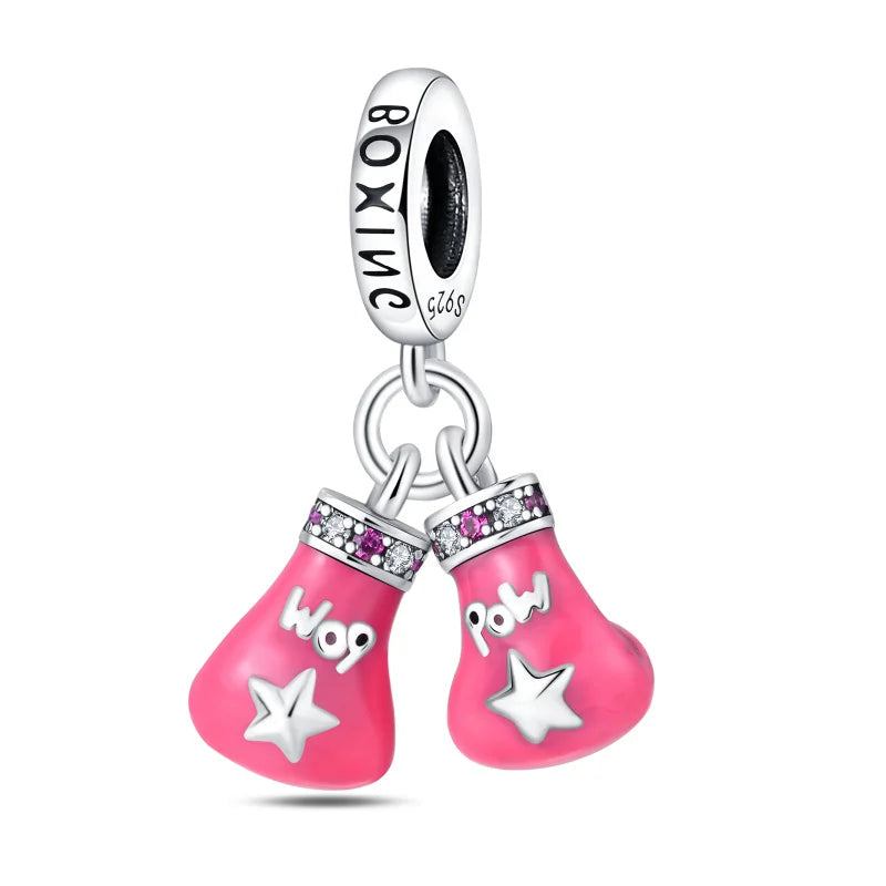925 Silver Plated Magic Mirror Princess Angel Pink Charm Beads | Fits Original Pan 925 Bracelet | Exquisite DIY Jewelry