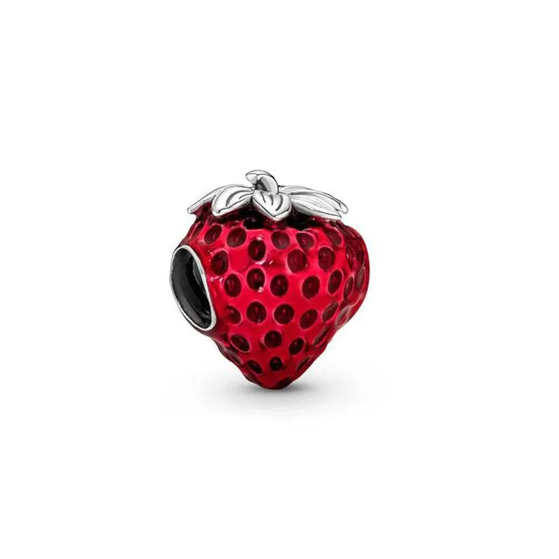 New 925 Sterling Silver Strawberry Cherry Pearl Shell Charm | Fit Original European Bracelet DIY Exquisite Jewelry
