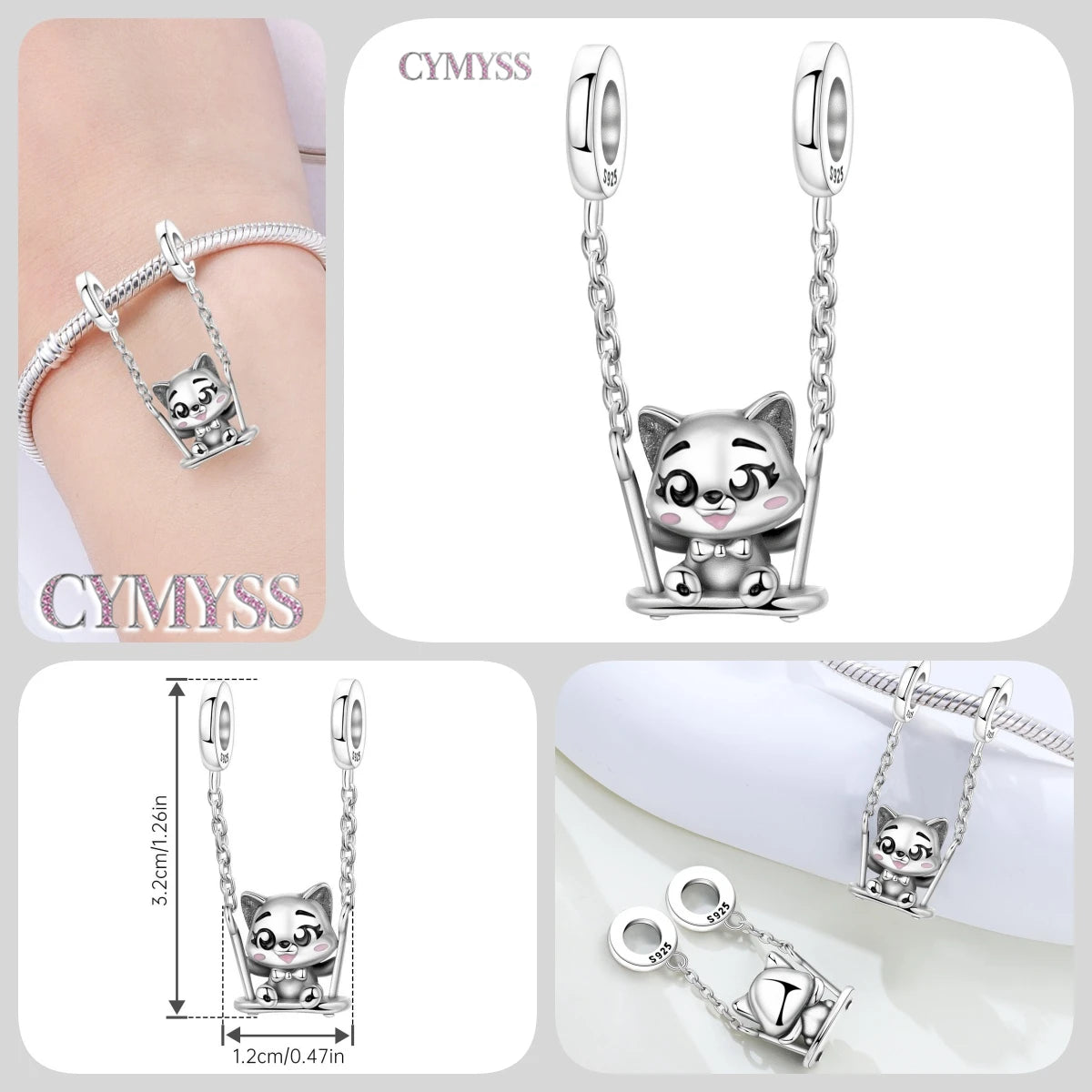 Hot Sale 925 Sterling Silver Dog & Cat Pet Charms | Cute Animal Pendant for Women Bracelet & Necklace DIY Jewelry Gift