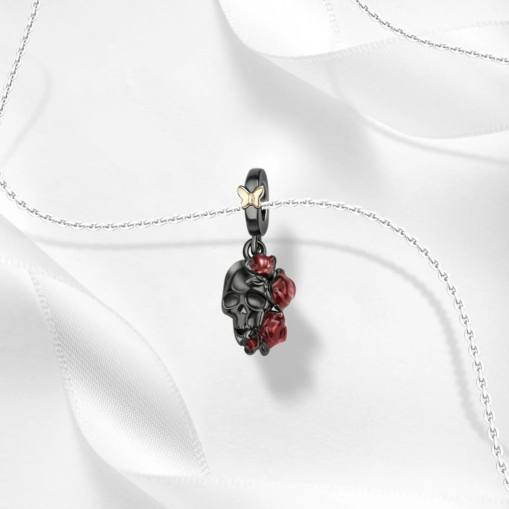 Gothic 925 Sterling Silver Grim Reaper Skull Charm Bead Fit Pandora Bracelet