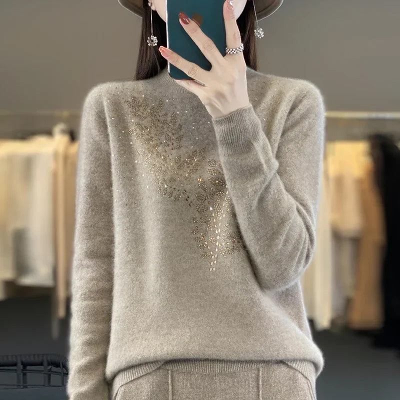 Women’s Thick Warm Mock Neck Sweater – Autumn Winter Long Sleeve Knit Pullover