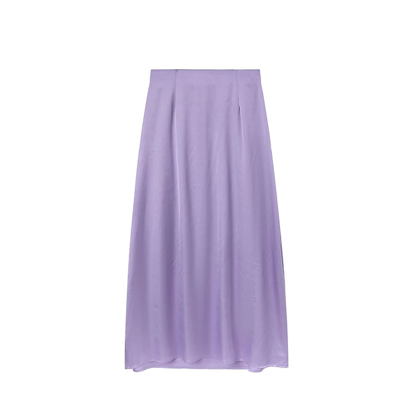 2024 Women’s Fashion Satin High Waist Midi Skirt – Stylish, Chic & Versatile Female Skirt