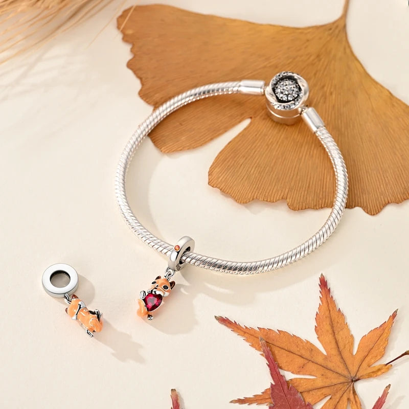 Halloween 925 Sterling Silver Charms | Pumpkin Skeleton Witch Bat Beads for Bracelet DIY Jewelry