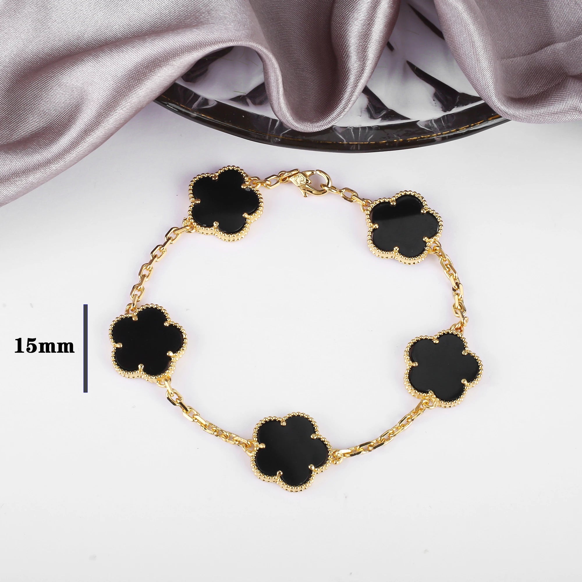 7 Colors Five-Leaf Flower Pendant Necklace Natural Stone Clover Choker Chain for Women