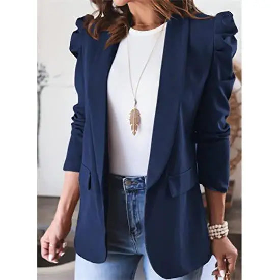 ✨ Women’s Slim Fit Lapel Suit Jacket 👚 Mid-Length Office & Casual Coat 🍁 Elegant Commute Style Blazer