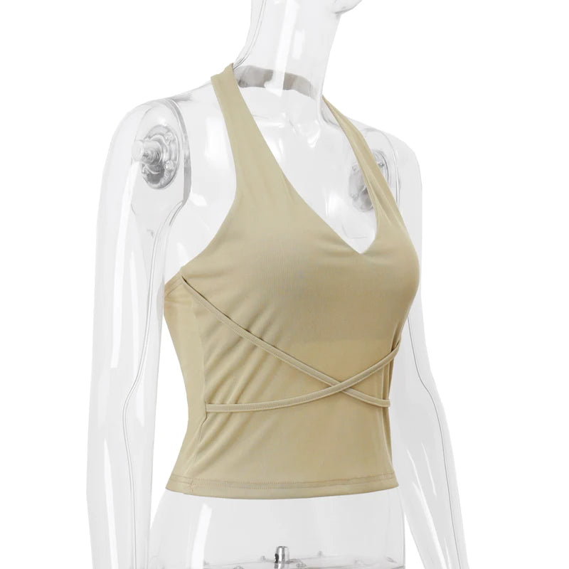 Candyhot Korean Backless Tank Top | Women’s Sexy Sleeveless Halter Camis | Slim Fit Summer Streetwear Vest