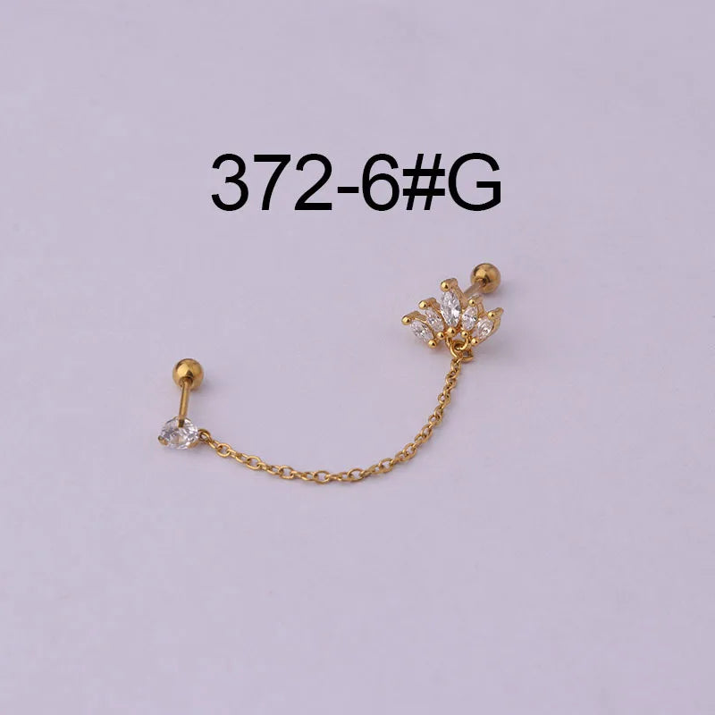 Women’s Punk Rock Helix Ear Cuff with Long Chain | Surgical Steel Fake Cartilage Hoop Earrings Set