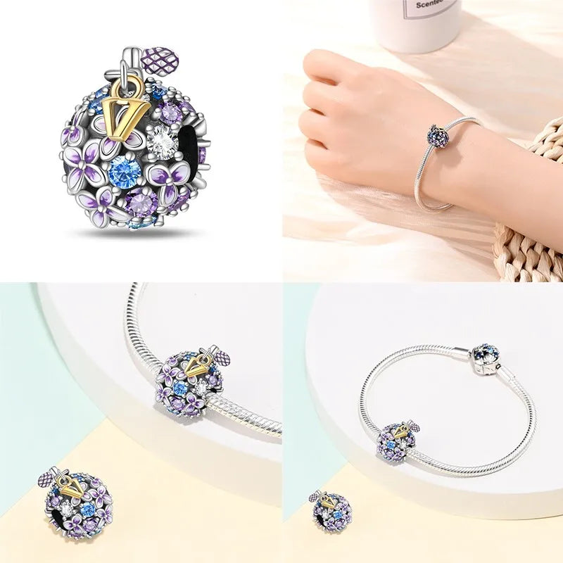 925 Sterling Silver Perfume Bottle Charm Bead – Fits Pandora Bracelet DIY Jewelry Gift for Women