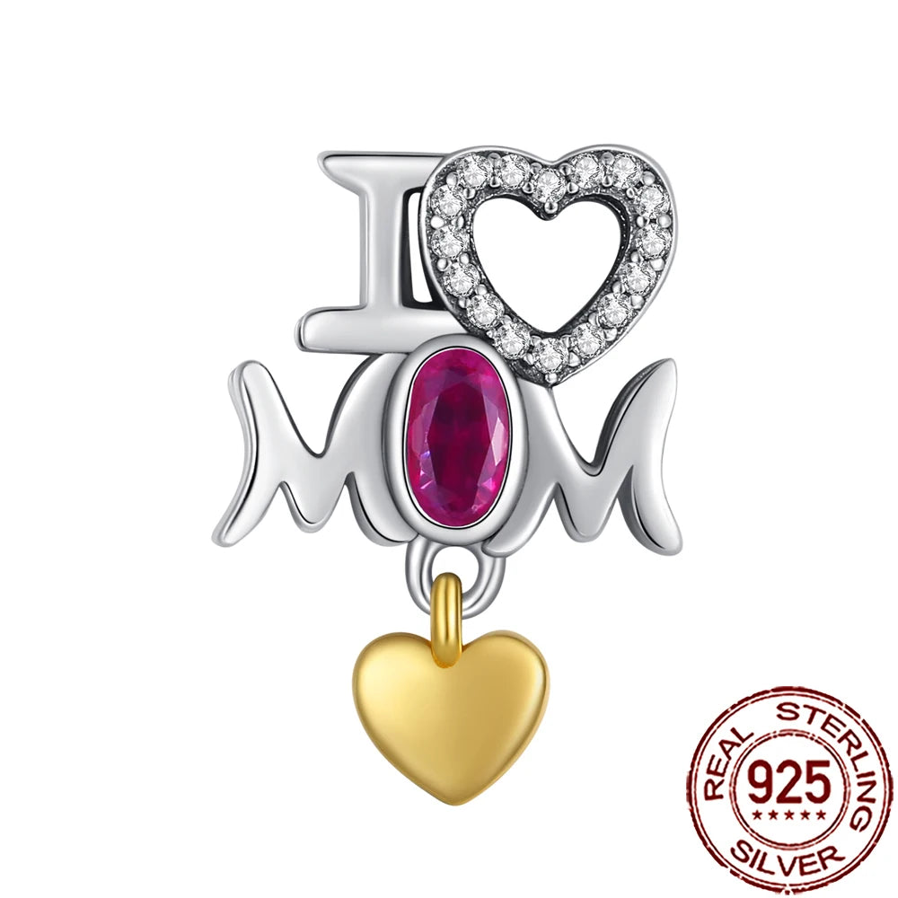 2025 New 925 Sterling Silver Family Love Heart Charm Beads | Sister, Daughter & Mother Pendant for Bracelets & DIY Jewelry