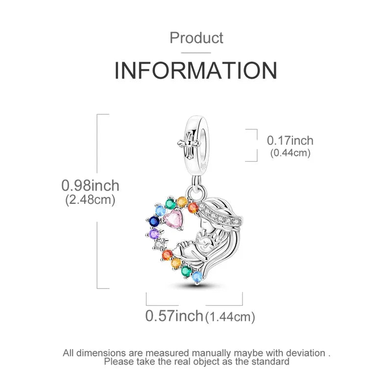 925 Sterling Silver Virgin Mary Dangle Charm | Fits Pandora Bracelet | Our Lady Pendant Bead | Religious DIY Jewelry Gift