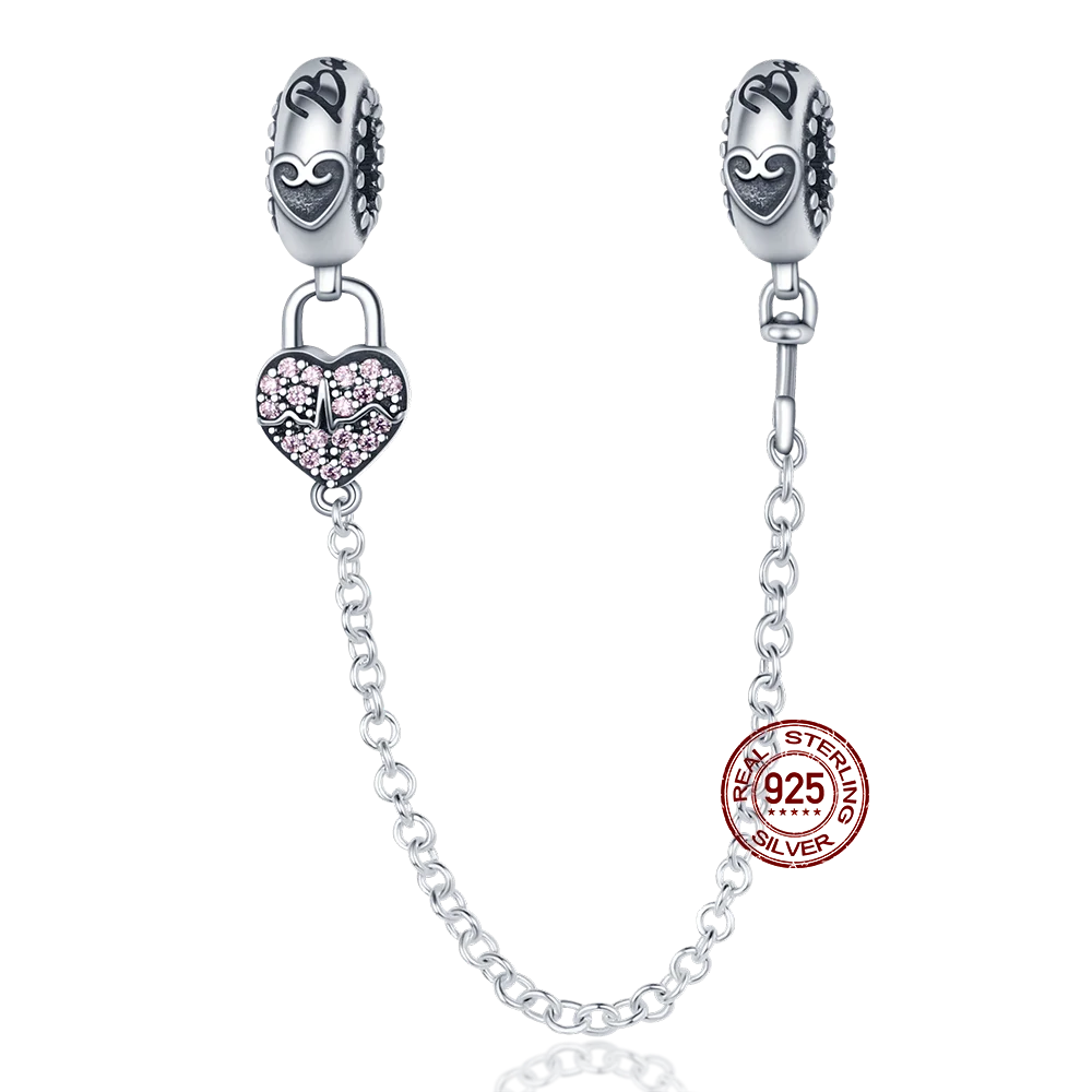 925 Sterling Silver Silicone Spacer Beads & Safety Chain | Clasp Charms Fit Original Pandora 3mm Bracelet – Women’s Jewelry