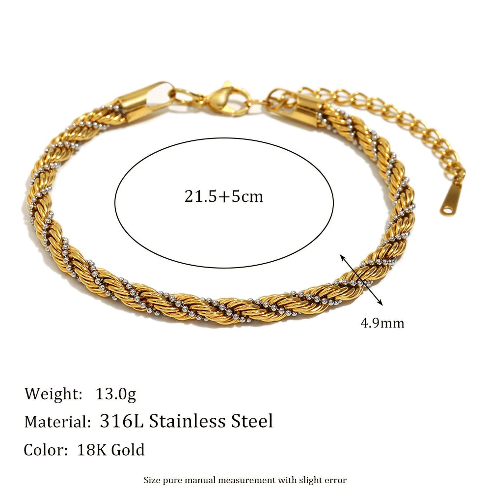 E.B.belle Mixed Color Twisted Clip Bead Bracelet | PVD Plated Stainless Steel Women’s Anklet Chain Jewelry Accessory