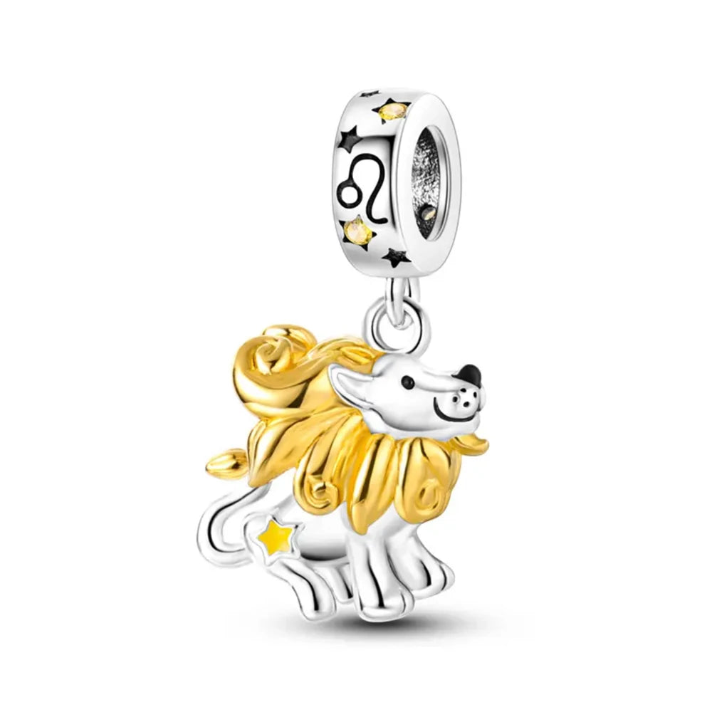 New 925 Sterling Silver Zodiac Charm | Twelve Constellations Series Libra Scorpio Gemini Fit Original Bracelet Women Jewelry