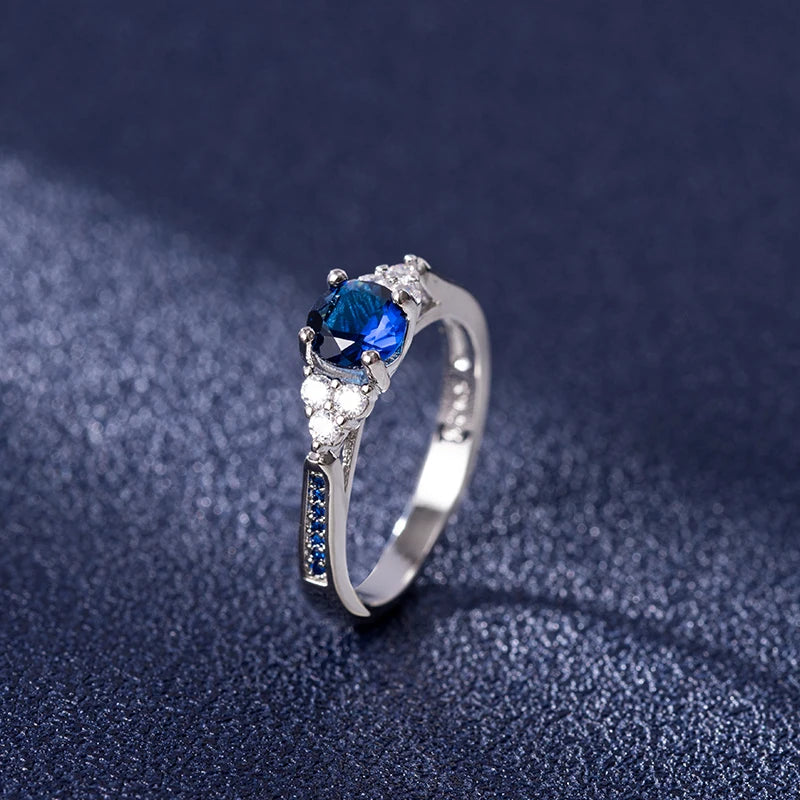 Trendy 925 Sterling Silver Rings with Sapphire Zircon | Women’s Wedding & Engagement Jewelry