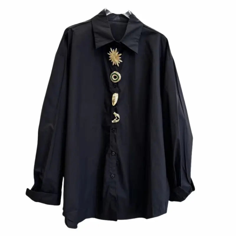 Luxury Sequins Cotton Blouse ✨ Women Long Sleeve Trendy Top 🌸 Autumn Spring