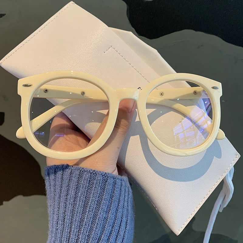 New Unisex Big Round Polygon Glasses – Men & Women PC Frame Plain Myopia Eyewear | Nearsighted Glasses -1.0