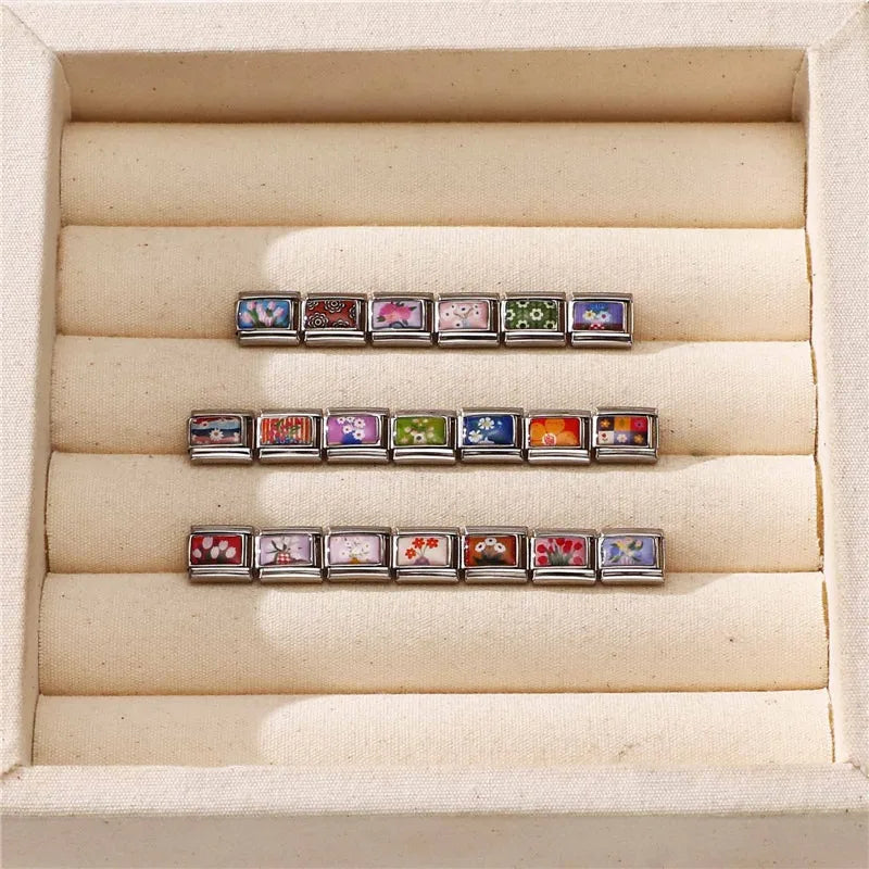 2025 Original Y2K Colorful Cute Cartoon Cats Dogs Italian Charm Links Fit 9mm Stainless Steel Bracelet Men Women DIY Making Gift
