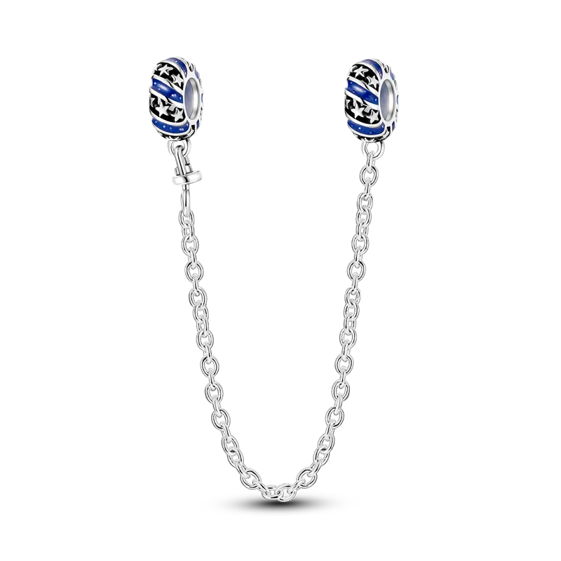 925 Sterling Silver CZ Pave Daisy Clip Charm & Safety Chain – Fits Original Pandora Bracelet, Women’s Silver Stopper Beads Jewelry