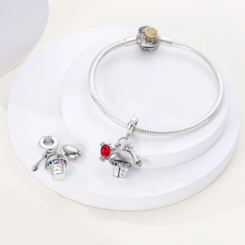 925 Sterling Silver Funny Playable Charms Beads | Smart Watch Tarot Bike Travel Dangle Fit Pandora Bracelet DIY Jewelry