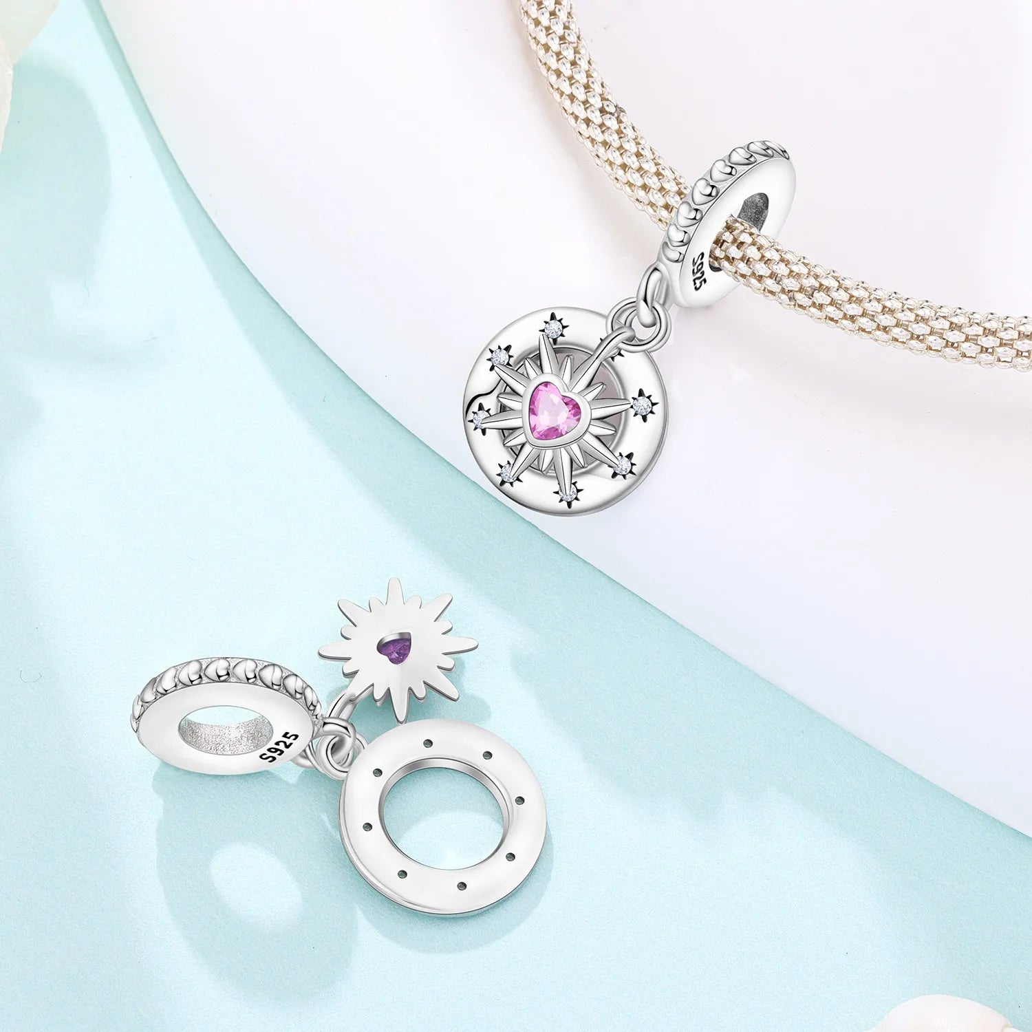 925 Sterling Silver Lovers Charms | Star Moon Sun & Magic Tarot Card Pendant for Bracelet Necklace DIY Jewelry Gift