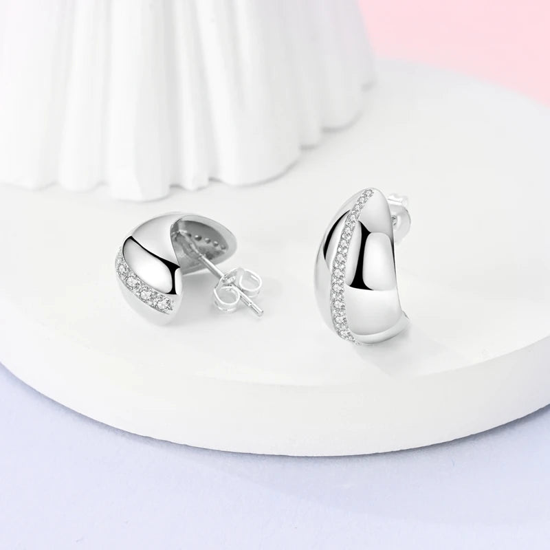 925 Sterling Silver Perfume & Fold-Eared Rabbit Hoop Earrings | Pave CZ Elegant Jewelry Gift for Women & Friends