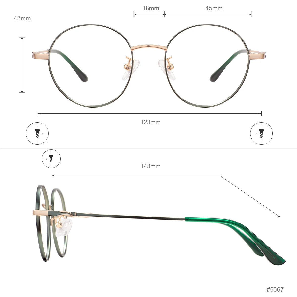 Colorful Round Metal Pink Glasses Frame – Luxury Unisex Full Rim Prescription Eyewear