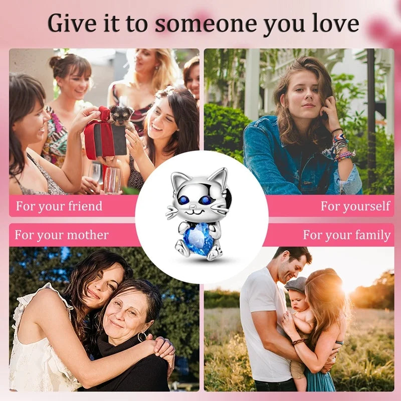 Cute Pet Kitten Puppy Sheep Charms | Fit 925 Original Pandora Bracelets | Colorful Zircon Beads DIY Jewelry Gift