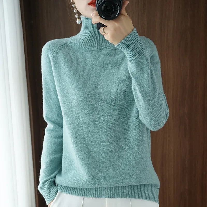 2025 Casual Autumn Winter Women Turtleneck Sweater – Thick Warm Long Sleeve Korean Knit Pullover